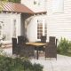 7 részes fekete polyrattan kültéri étkezőszett párnákkal