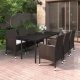 7 részes polyrattan és üveg kerti étkezőgarnitúra párnákkal