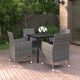5 részes polyrattan és üveg kerti étkezőgarnitúra párnákkal