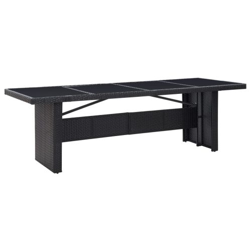Fekete polyrattan és üveg kerti asztal 240 x 90 x 74 cm