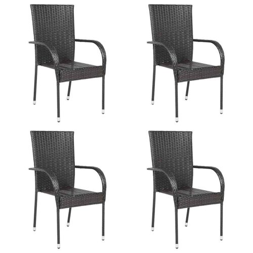 4 db barna rakásolható polyrattan kültéri szék