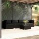 5 részes fekete polyrattan kerti ülőgarnitúra párnákkal