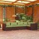 5 részes barna polyrattan kerti ülőgarnitúra párnákkal