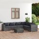 7 részes szürke polyrattan kerti ülőgarnitúra párnákkal