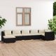 7 részes fekete polyrattan kerti ülőgarnitúra párnákkal