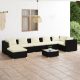 8 részes fekete polyrattan kerti ülőgarnitúra párnákkal