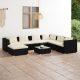8 részes fekete polyrattan kerti ülőgarnitúra párnákkal