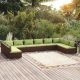 10 részes barna polyrattan kerti ülőgarnitúra párnákkal