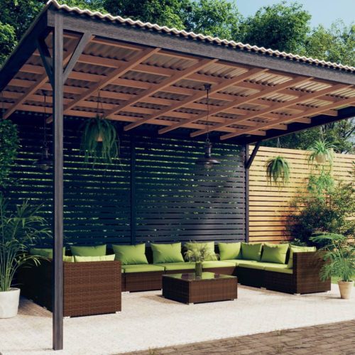 11 részes barna polyrattan kerti ülőgarnitúra párnákkal