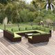 12 részes barna polyrattan kerti ülőgarnitúra párnákkal