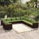 11 részes barna polyrattan kerti ülőgarnitúra párnákkal