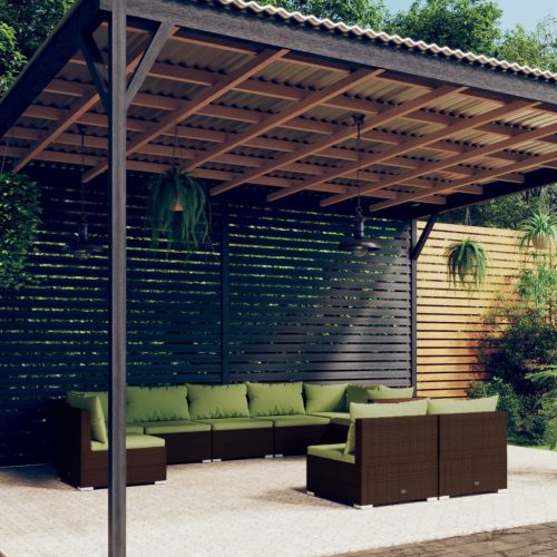 9 részes barna polyrattan kerti ülőgarnitúra párnákkal