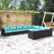 10 részes fekete polyrattan kerti ülőgarnitúra párnákkal