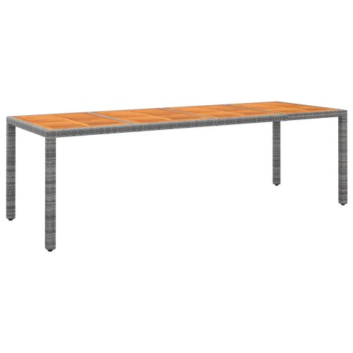 Szürke polyrattan és tömör akácfa kerti asztal 250x100x75 cm