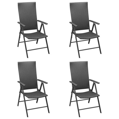 4 db fekete polyrattan kerti szék
