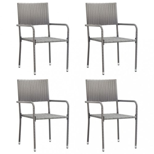 4 db antracitszürke kültéri polyrattan étkezőszék
