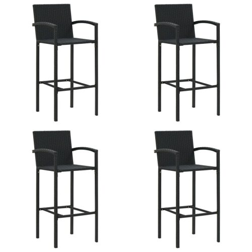 4 db fekete polyrattan bárszék