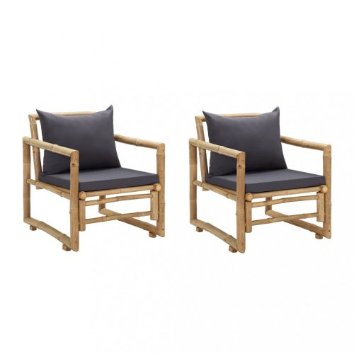2 db bambusz kerti szék párnákkal