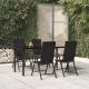 5 részes fekete polyrattan kerti étkezőgarnitúra
