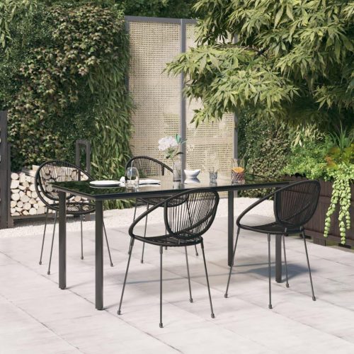 5 részes fekete PVC rattan kerti étkezőgarnitúra