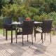 5 részes fekete polyrattan kerti étkezőgarnitúra