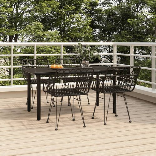 5 részes fekete polyrattan kerti étkezőgarnitúra