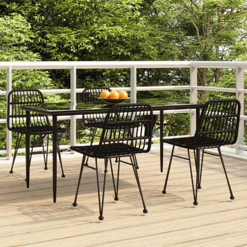 5 részes fekete polyrattan kerti étkezőgarnitúra