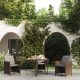 Barna polyrattan és üveg kerti asztal 109 x 107 x 74 cm