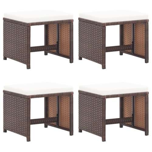 4 db barna polyrattan kerti szék párnákkal