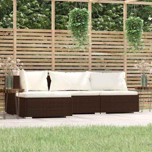 4 részes barna polyrattan kerti ülőgarnitúra párnákkal