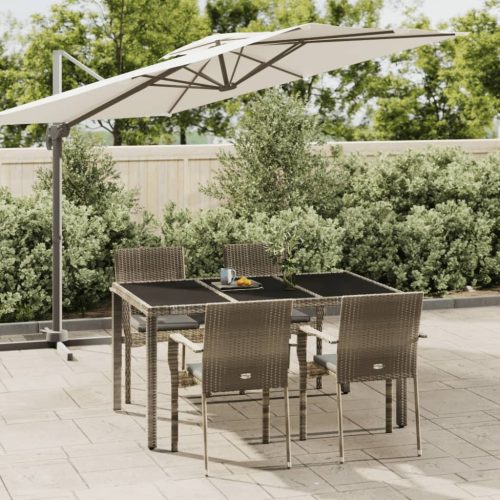 5 részes szürke polyrattan kerti étkezőgarnitúra párnával