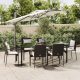 7 részes fekete polyrattan kerti étkezőgarnitúra párnával