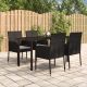 5 részes fekete polyrattan kerti étkezőgarnitúra párnákkal