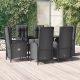 7 részes fekete polyrattan kerti étkezőgarnitúra párnával