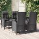 5 részes fekete polyrattan kerti étkezőgarnitúra párnákkal