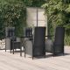 5 részes fekete polyrattan kerti étkezőgarnitúra párnákkal