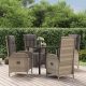 5 részes fekete és szürke polyrattan kerti étkezőszett párnával