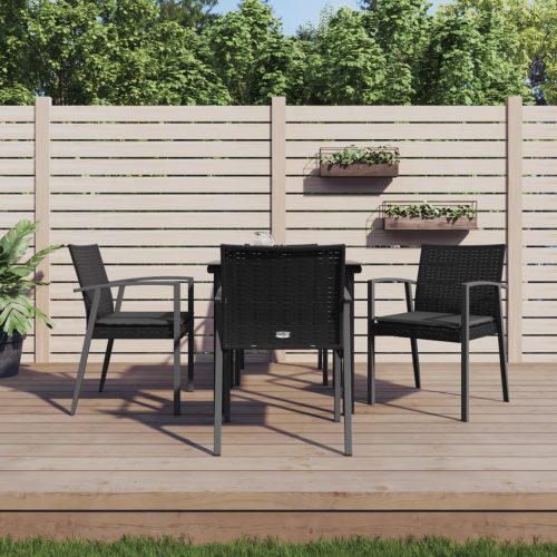 5 részes polyrattan és acél kerti étkezőgarnitúra párnával