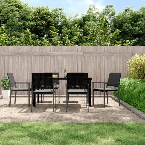 7 részes polyrattan és acél kerti étkezőgarnitúra párnával