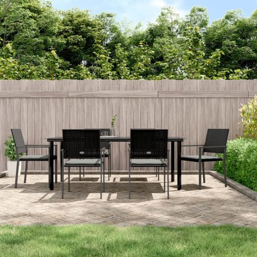 7 részes polyrattan és acél kerti étkezőgarnitúra párnával