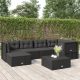 6 részes fekete polyrattan kerti ülőgarnitúra párnákkal