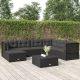 7 részes fekete polyrattan kerti ülőgarnitúra párnákkal