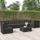 7 részes fekete polyrattan kerti ülőgarnitúra párnákkal