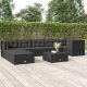 8 részes fekete polyrattan kerti ülőgarnitúra párnákkal