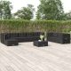 10 részes fekete polyrattan kerti ülőgarnitúra párnákkal
