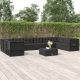 10 részes fekete polyrattan kerti ülőgarnitúra párnákkal