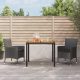 3 részes fekete polyrattan kerti étkezőgarnitúra párnákkal