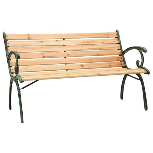 Öntöttvas és tömör fenyőfa kerti pad 116 cm
