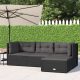 4 részes fekete polyrattan kerti ülőgarnitúra párnákkal