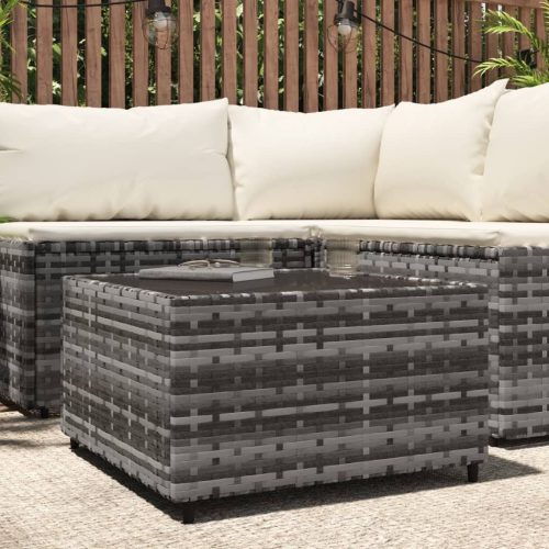 Szürke polyrattan négyzet alakú kerti dohányzóasztal 50x50x30cm